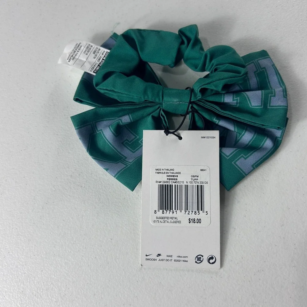 Nike Team Bow Scrunchie Womens Green Lavender Athletic‎ Hair Accessory NEW
